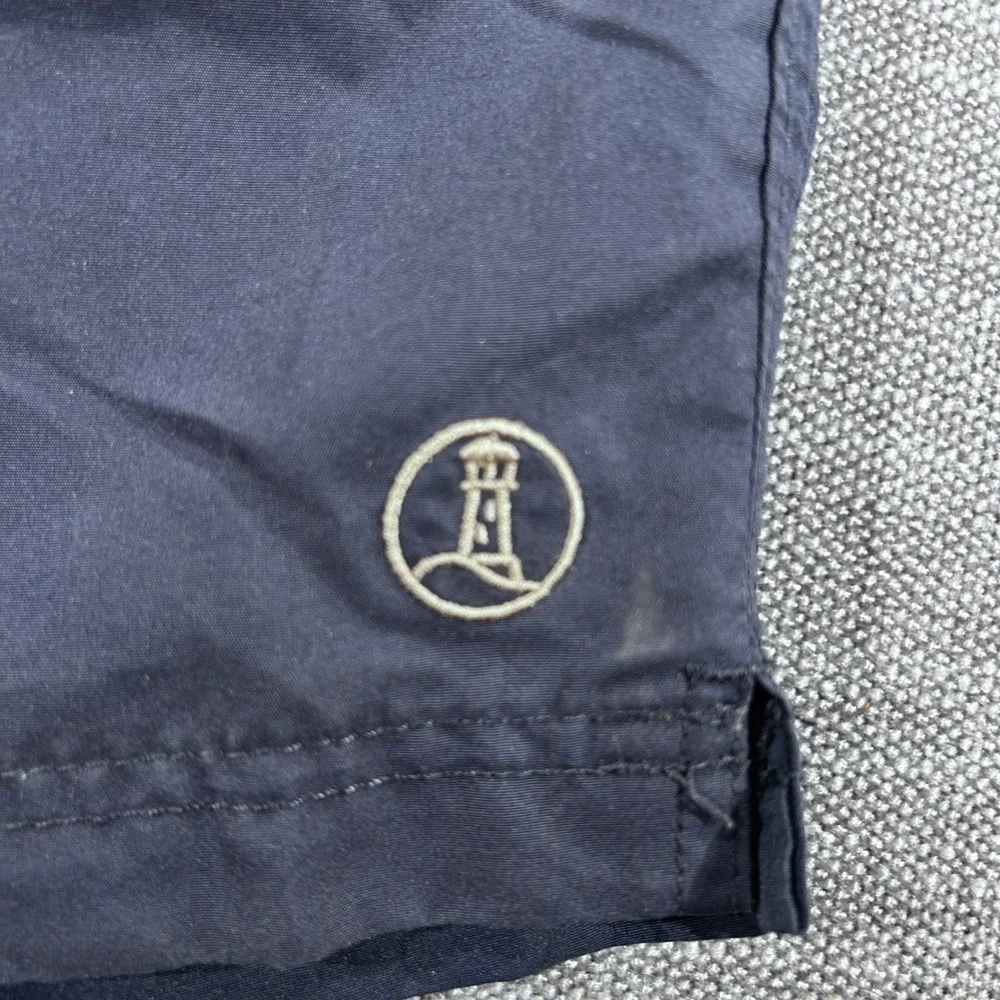 Lands' End Swim Trunks Mens Large 36-38 Navy Blue Excellent Nautical Anchor 1426